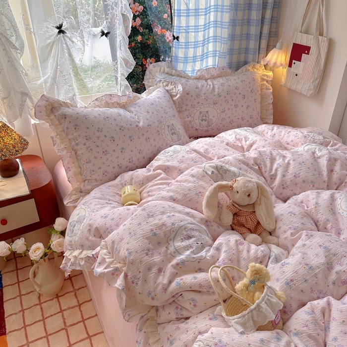 91家纺网 家纺一手货源 找家纺 （总）阿曼达 2025新款法式双边印花花边款四件套