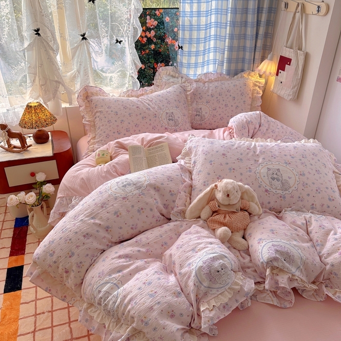 91家纺网 家纺一手货源 找家纺 （总）阿曼达 2025新款法式双边印花花边款四件套