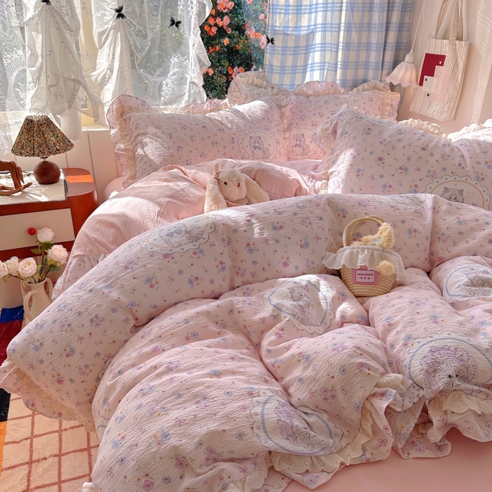 91家纺网 家纺一手货源 找家纺 （总）阿曼达 2025新款法式双边印花花边款四件套