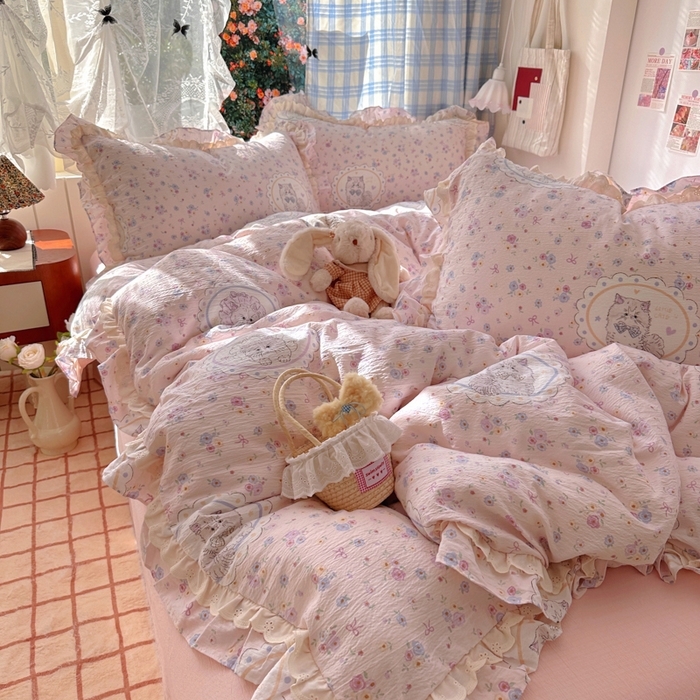 91家纺网 家纺一手货源 找家纺 （总）阿曼达 2025新款法式双边印花花边款四件套