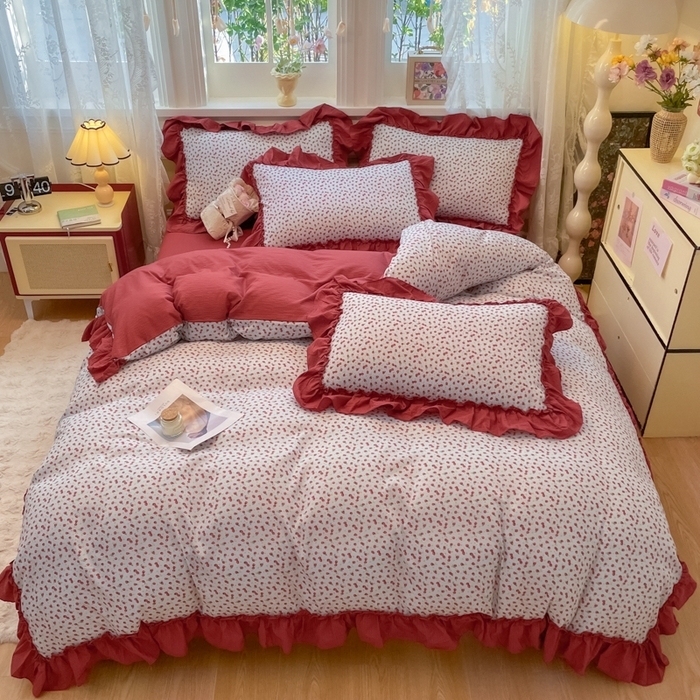 91家纺网 家纺一手货源 找家纺 （总）阿曼达 2025新款法式复古美学田园风印花花边款四件套