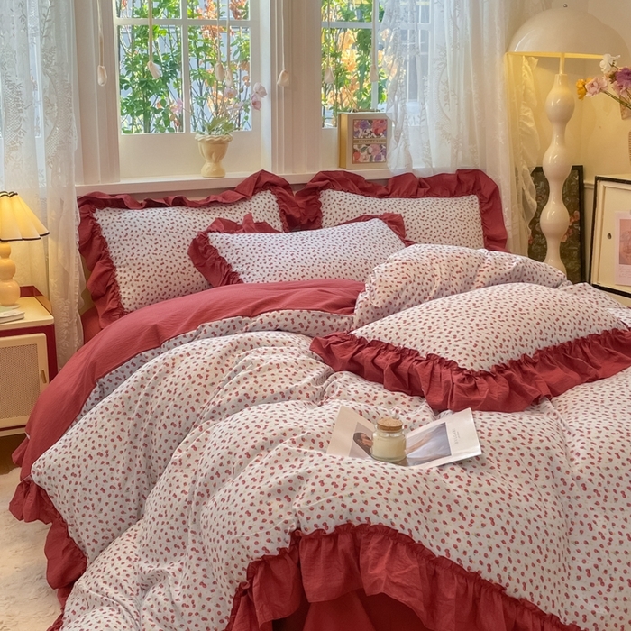 91家纺网 家纺一手货源 找家纺 （总）阿曼达 2025新款法式复古美学田园风印花花边款四件套