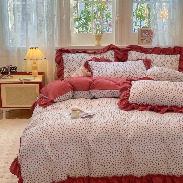 91家纺网 家纺一手货源 找家纺 （总）阿曼达 2025新款法式复古美学田园风印花花边款四件套