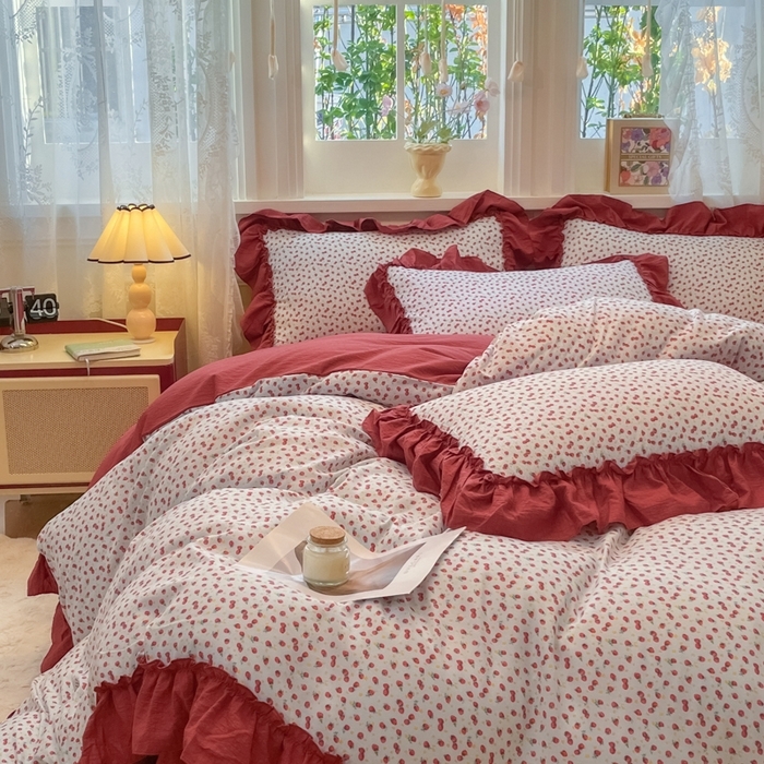 91家纺网 家纺一手货源 找家纺 （总）阿曼达 2025新款法式复古美学田园风印花花边款四件套