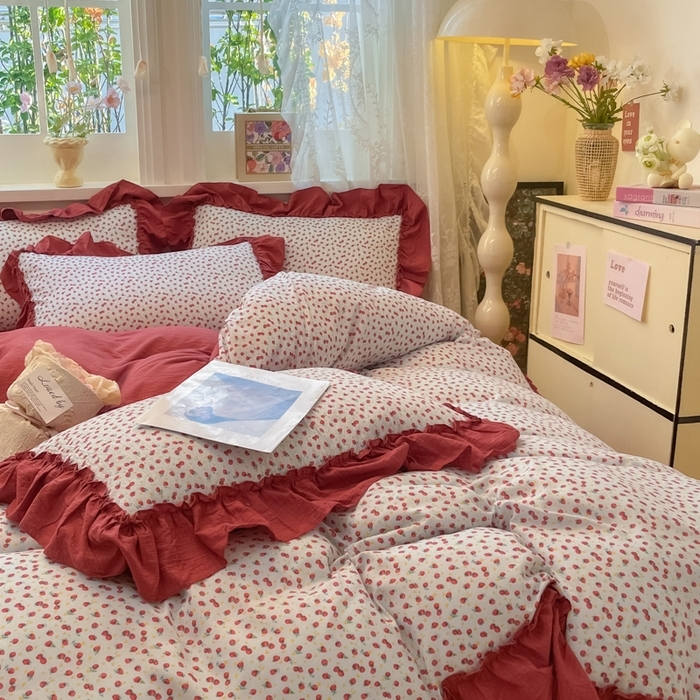 91家纺网 家纺一手货源 找家纺 （总）阿曼达 2025新款法式复古美学田园风印花花边款四件套