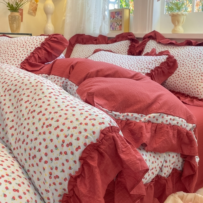 91家纺网 家纺一手货源 找家纺 （总）阿曼达 2025新款法式复古美学田园风印花花边款四件套