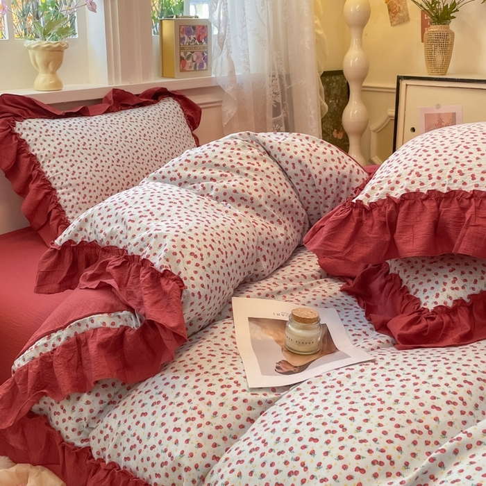 91家纺网 家纺一手货源 找家纺 （总）阿曼达 2025新款法式复古美学田园风印花花边款四件套