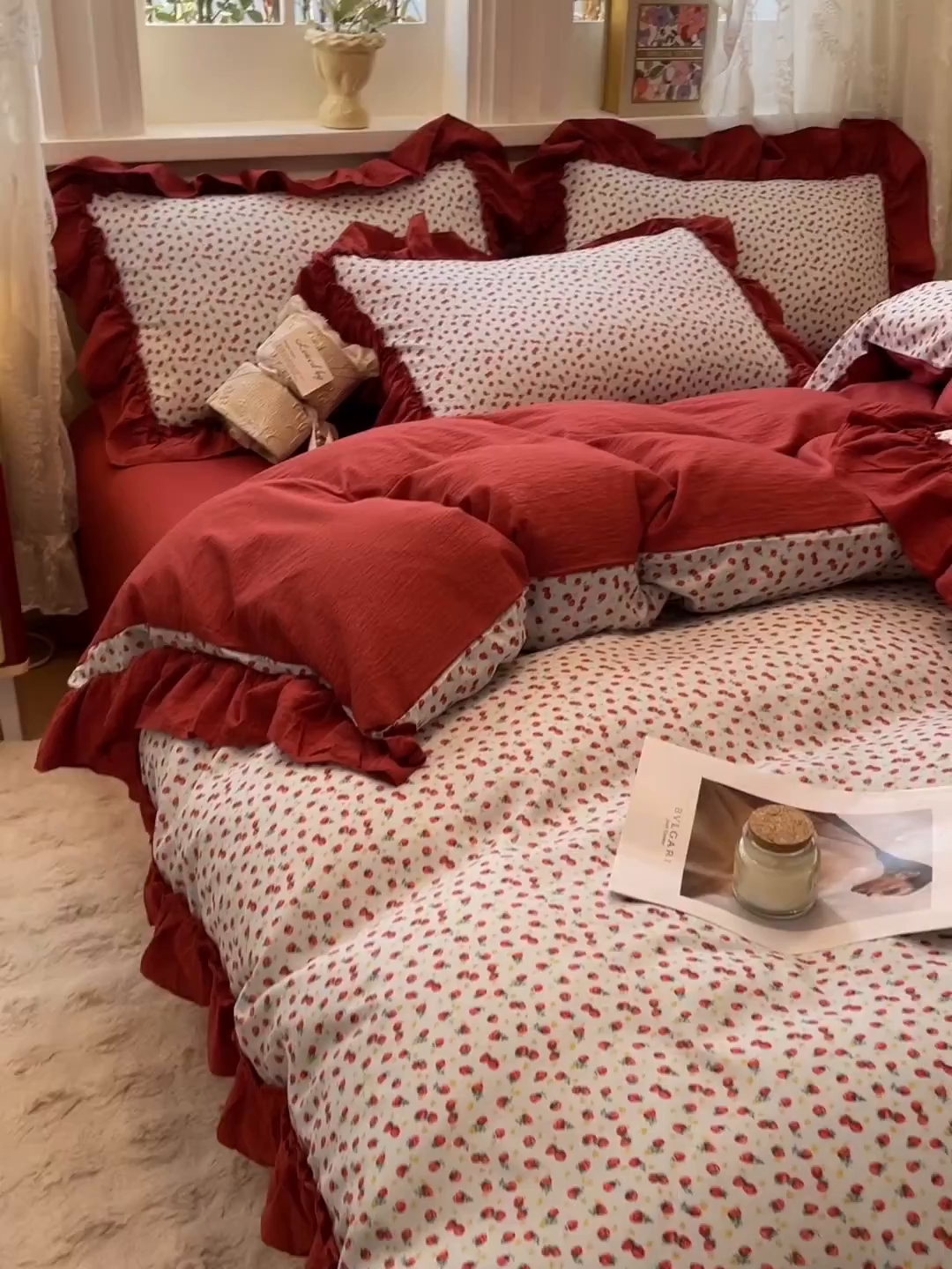 91家纺网 家纺一手货源 找家纺 （总）阿曼达 2025新款法式复古美学田园风印花花边款四件套