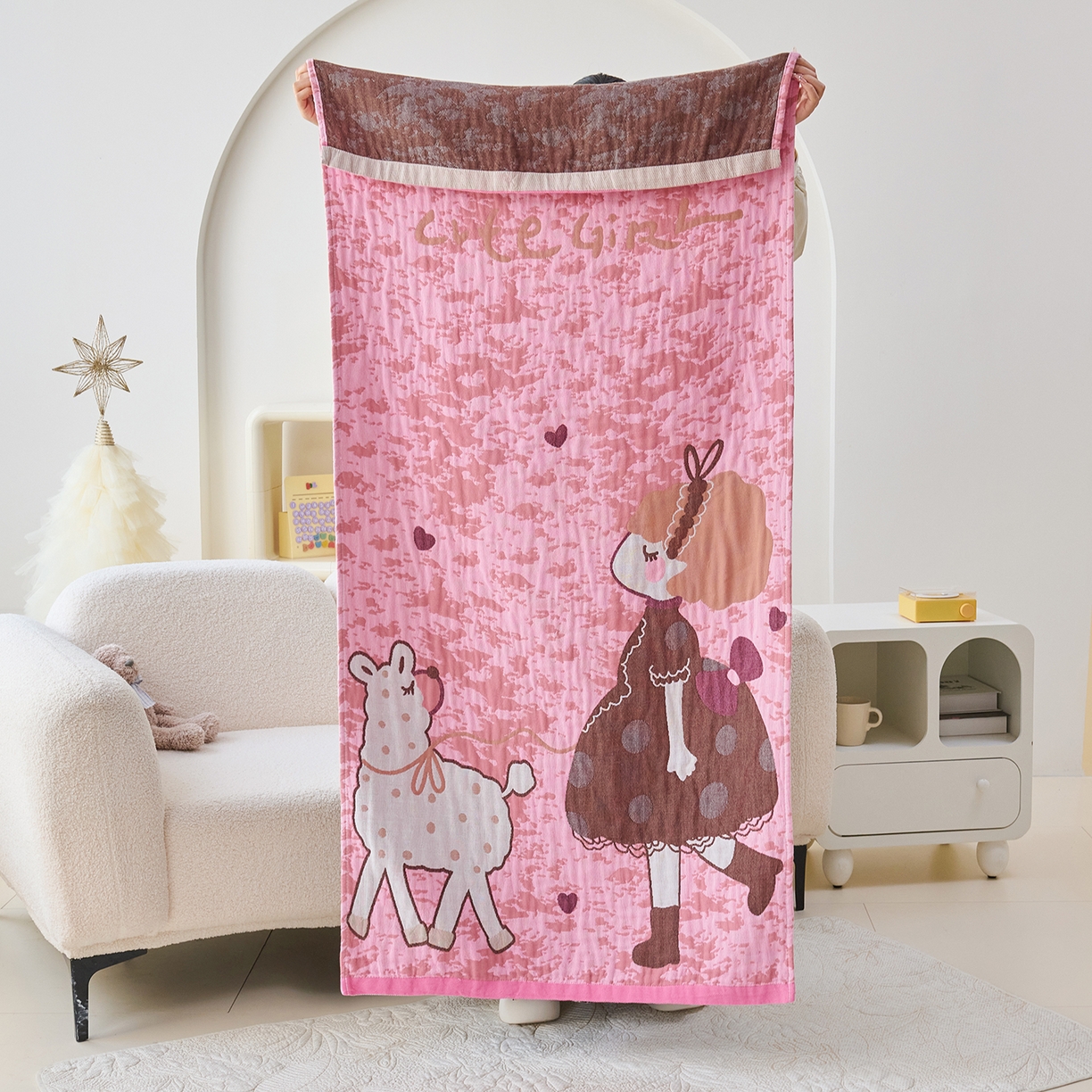 （总）棠薇家纺 2025新款全棉纱布浴巾纯棉浴巾时尚卡通色织提花四季加大浴巾擦身巾