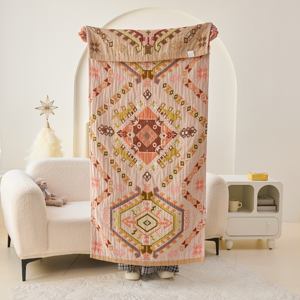 91家纺网 家纺一手货源 找家纺 （总）棠薇家纺 2025新款全棉纱布浴巾纯棉浴巾时尚卡通色织提花四季加大浴巾擦身巾