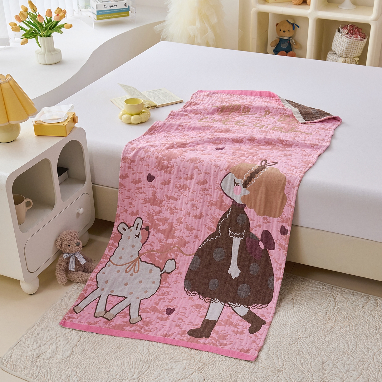 91家纺网 家纺一手货源 找家纺 （总）棠薇家纺 2025新款全棉纱布浴巾纯棉浴巾时尚卡通色织提花四季加大浴巾擦身巾