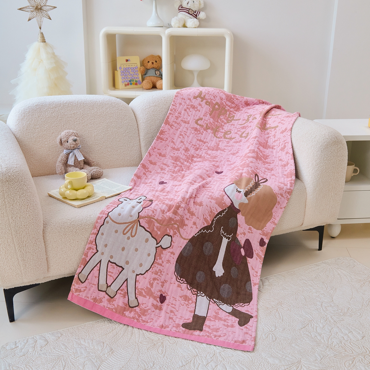 91家纺网 家纺一手货源 找家纺 （总）棠薇家纺 2025新款全棉纱布浴巾纯棉浴巾时尚卡通色织提花四季加大浴巾擦身巾