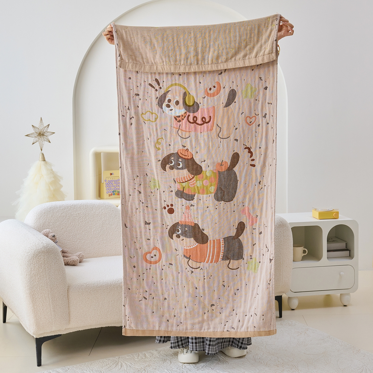 91家纺网 家纺一手货源 找家纺 （总）棠薇家纺 2025新款全棉纱布浴巾纯棉浴巾时尚卡通色织提花四季加大浴巾擦身巾