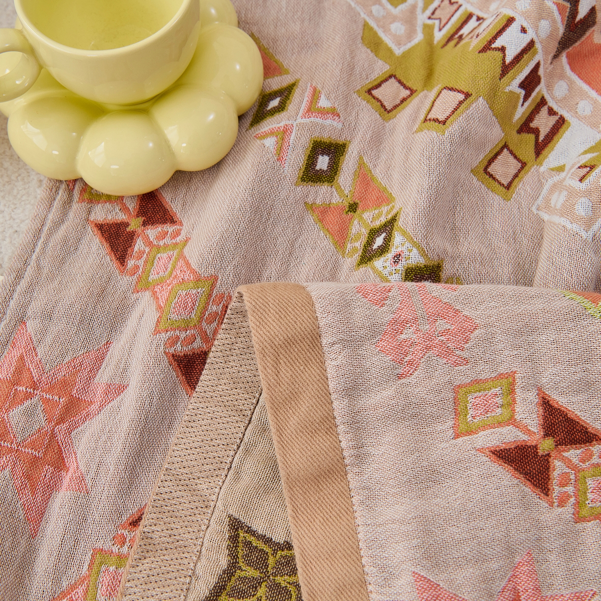 91家纺网 家纺一手货源 找家纺 棠薇家纺 2025新款全棉纱布浴巾纯棉浴巾时尚卡通色织提花四季加大浴巾擦身巾 和风 160*75cm