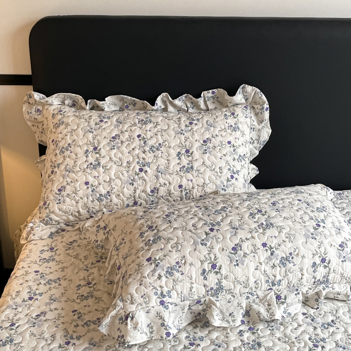 91家纺网 家纺一手货源 找家纺 （总）阿曼达 2025新款单品法式蕾丝夹棉印花花边款床盖三件套