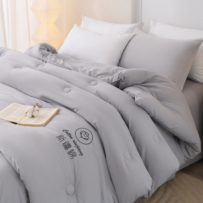 91家纺网 家纺一手货源 找家纺 瑶瑶家居 2025新款水冼棉新疆棉花被被子被芯 棉花-灰