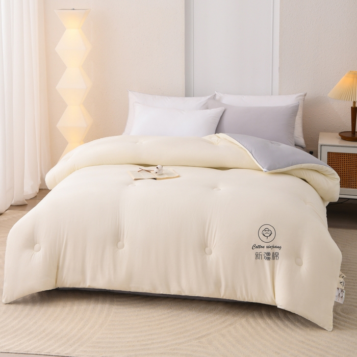 91家纺网 家纺一手货源 找家纺 瑶瑶家居 2025新款水冼棉新疆棉花被被子被芯 棉花-白+灰