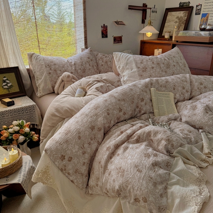 91家纺网 家纺一手货源 找家纺 （总）阿曼达 2025新款法式复古印花花边款四件套