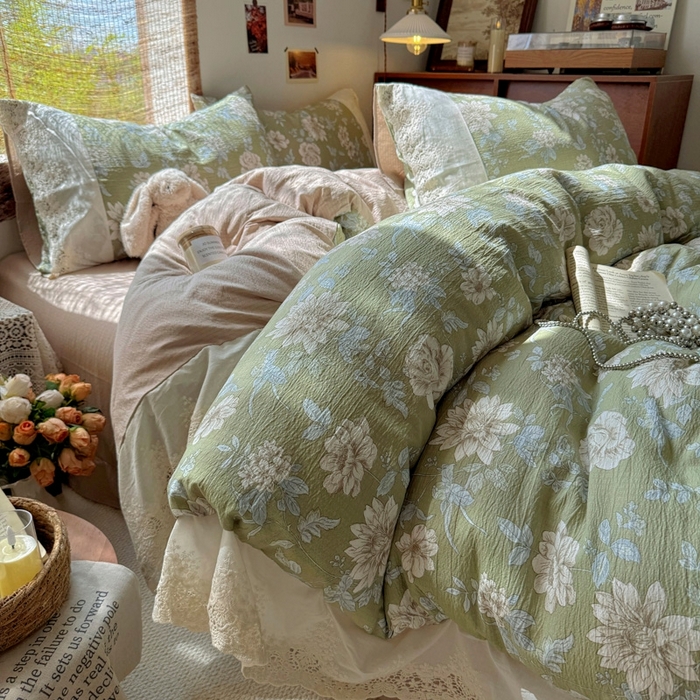 91家纺网 家纺一手货源 找家纺 （总）阿曼达 2025新款法式复古印花花边款四件套