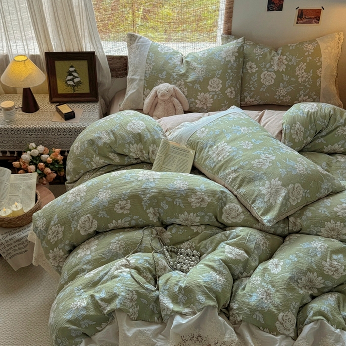 91家纺网 家纺一手货源 找家纺 （总）阿曼达 2025新款法式复古印花花边款四件套