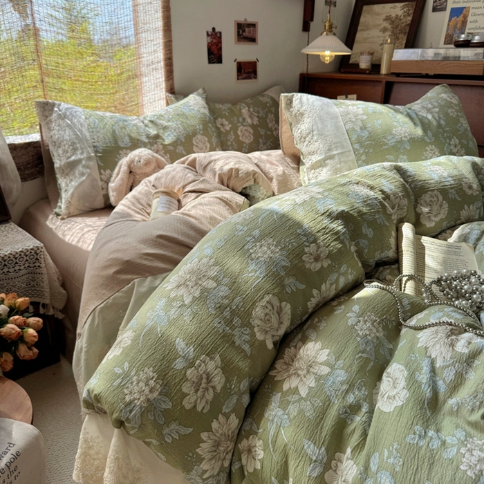 91家纺网 家纺一手货源 找家纺 （总）阿曼达 2025新款法式复古印花花边款四件套