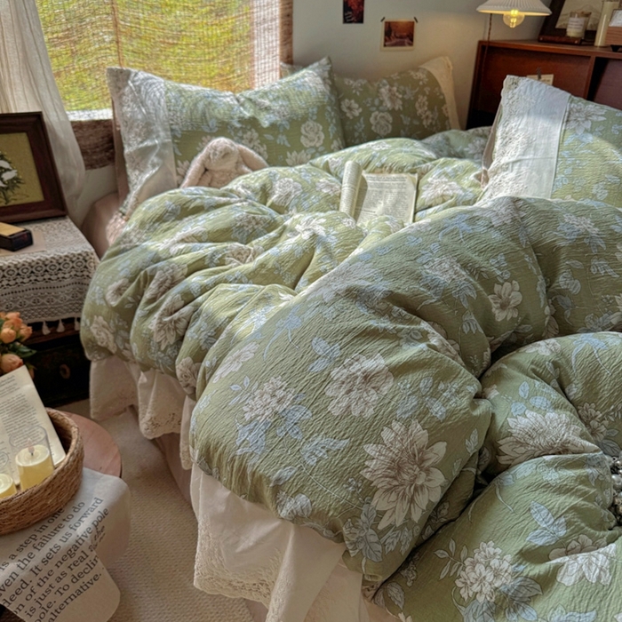 91家纺网 家纺一手货源 找家纺 （总）阿曼达 2025新款法式复古印花花边款四件套