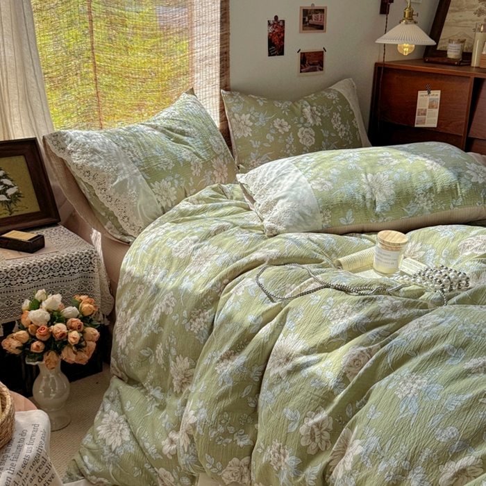 91家纺网 家纺一手货源 找家纺 （总）阿曼达 2025新款法式复古印花花边款四件套