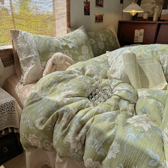 91家纺网 家纺一手货源 找家纺 （总）阿曼达 2025新款法式复古印花花边款四件套