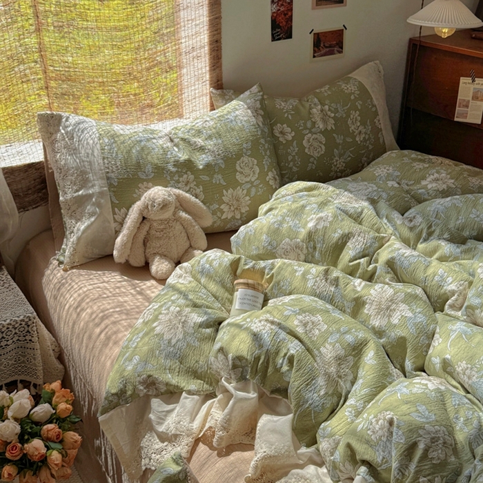 91家纺网 家纺一手货源 找家纺 （总）阿曼达 2025新款法式复古印花花边款四件套