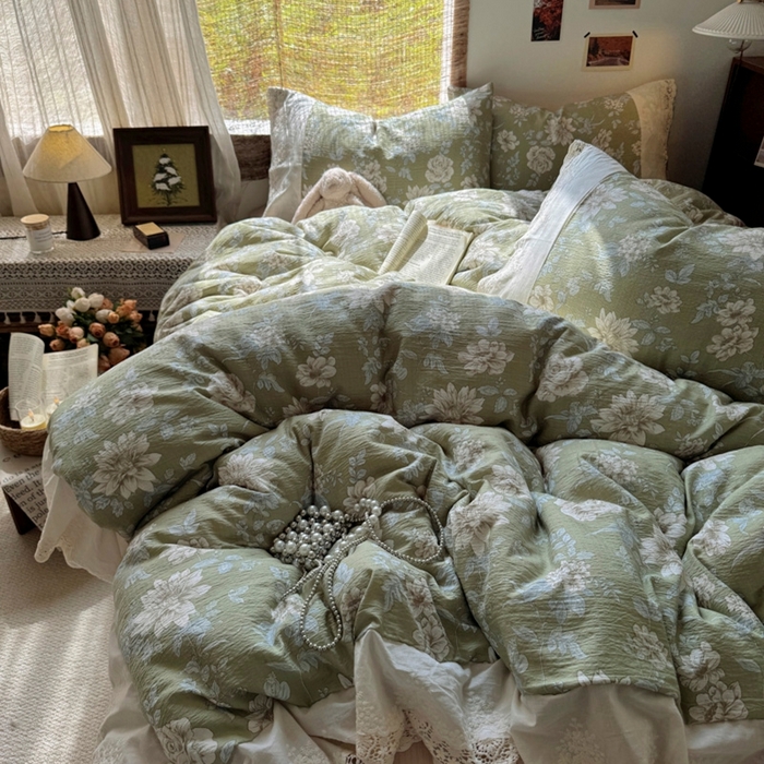 91家纺网 家纺一手货源 找家纺 （总）阿曼达 2025新款法式复古印花花边款四件套