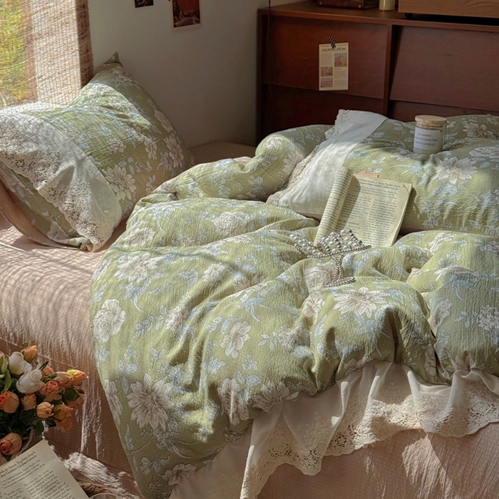 91家纺网 家纺一手货源 找家纺 （总）阿曼达 2025新款法式复古印花花边款四件套