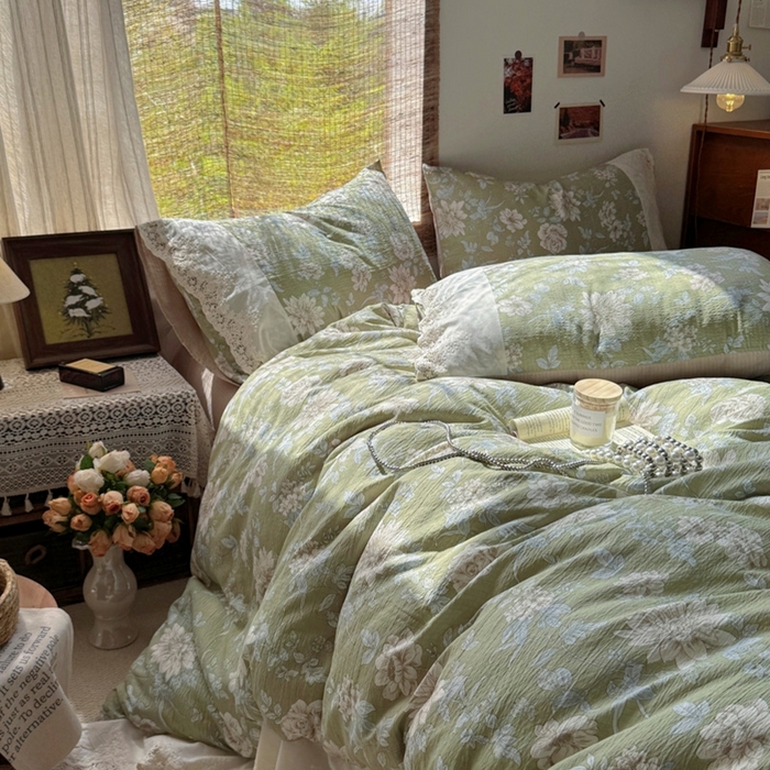 91家纺网 家纺一手货源 找家纺 （总）阿曼达 2025新款法式复古印花花边款四件套