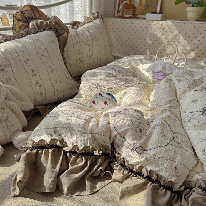 91家纺网 家纺一手货源 找家纺 （总）阿曼达 2025新款复古法式美学田园风印花花边款四件套