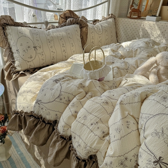 91家纺网 家纺一手货源 找家纺 （总）阿曼达 2025新款复古法式美学田园风印花花边款四件套