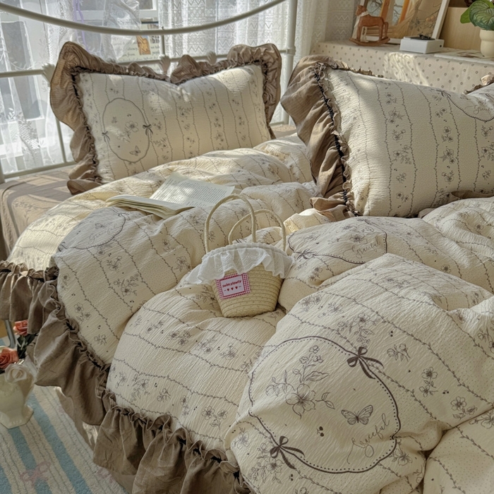 91家纺网 家纺一手货源 找家纺 （总）阿曼达 2025新款复古法式美学田园风印花花边款四件套