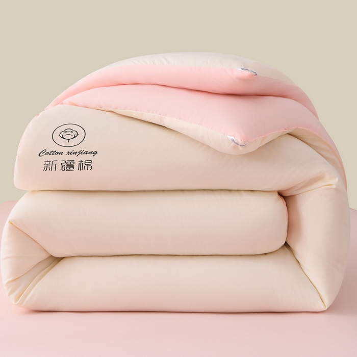 91家纺网 家纺一手货源 找家纺 寝美资家居 2025新款水冼棉新疆棉花被被子被芯 棉花-白+粉