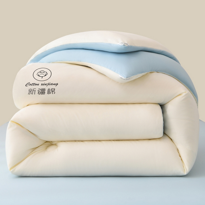 91家纺网 家纺一手货源 找家纺 寝美资家居 2025新款水冼棉新疆棉花被被子被芯 棉花-白+蓝