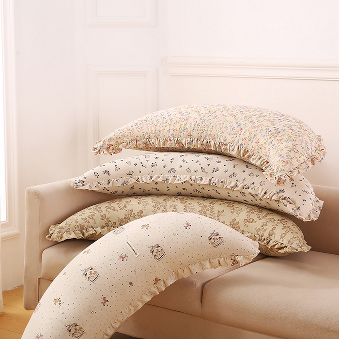 91家纺网 家纺一手货源 找家纺 （总）金牛枕芯 2025新款全棉棉麻花边月亮抱枕枕头枕芯