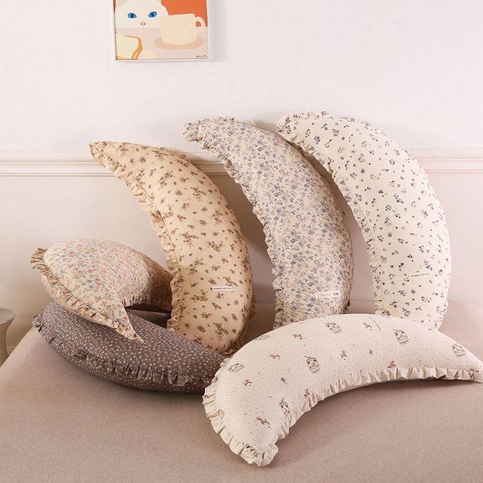 91家纺网 家纺一手货源 找家纺 （总）金牛枕芯 2025新款全棉棉麻花边月亮抱枕枕头枕芯