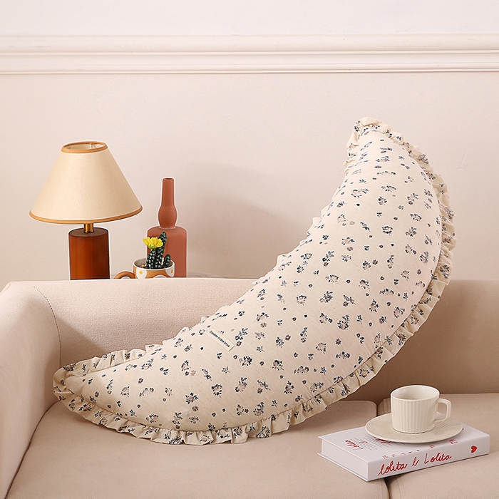 91家纺网 家纺一手货源 找家纺 （总）金牛枕芯 2025新款全棉棉麻花边月亮抱枕枕头枕芯