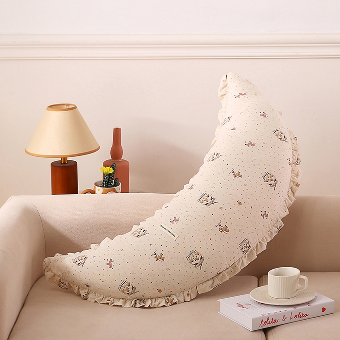 91家纺网 家纺一手货源 找家纺 （总）金牛枕芯 2025新款全棉棉麻花边月亮抱枕枕头枕芯