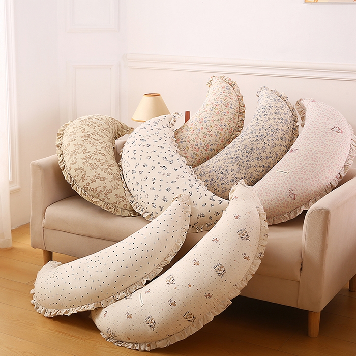 91家纺网 家纺一手货源 找家纺 （总）金牛枕芯 2025新款全棉棉麻花边月亮抱枕枕头枕芯