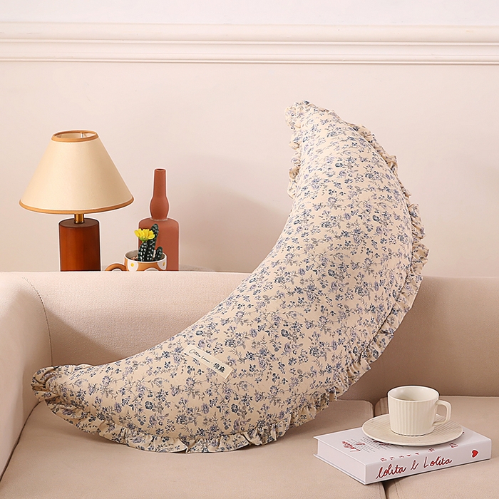 91家纺网 家纺一手货源 找家纺 （总）金牛枕芯 2025新款全棉棉麻花边月亮抱枕枕头枕芯