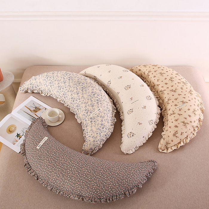 91家纺网 家纺一手货源 找家纺 （总）金牛枕芯 2025新款全棉棉麻花边月亮抱枕枕头枕芯