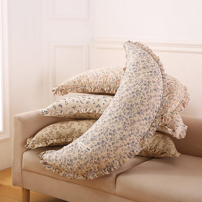 91家纺网 家纺一手货源 找家纺 （总）金牛枕芯 2025新款全棉棉麻花边月亮抱枕枕头枕芯