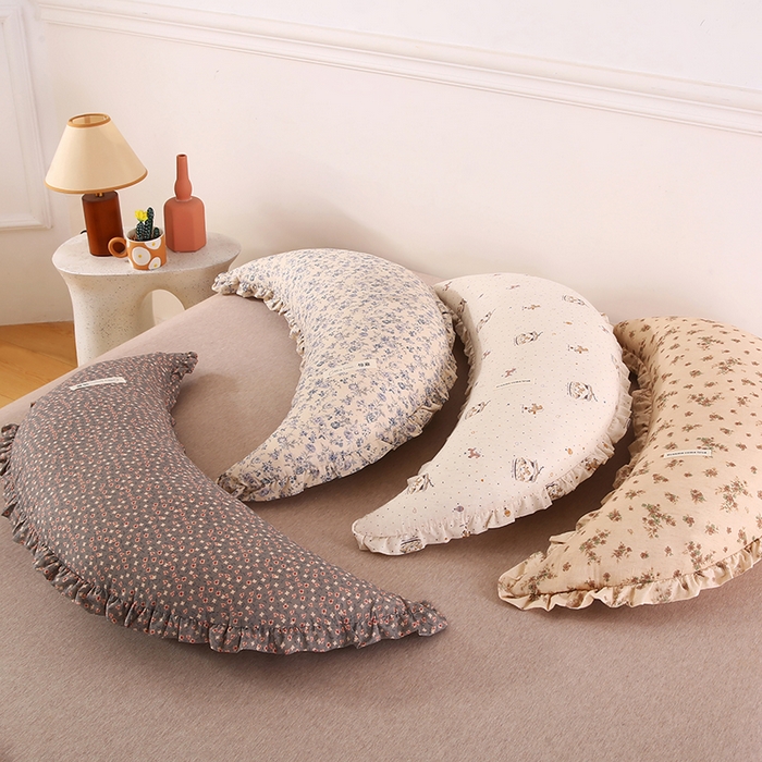 91家纺网 家纺一手货源 找家纺 （总）金牛枕芯 2025新款全棉棉麻花边月亮抱枕枕头枕芯