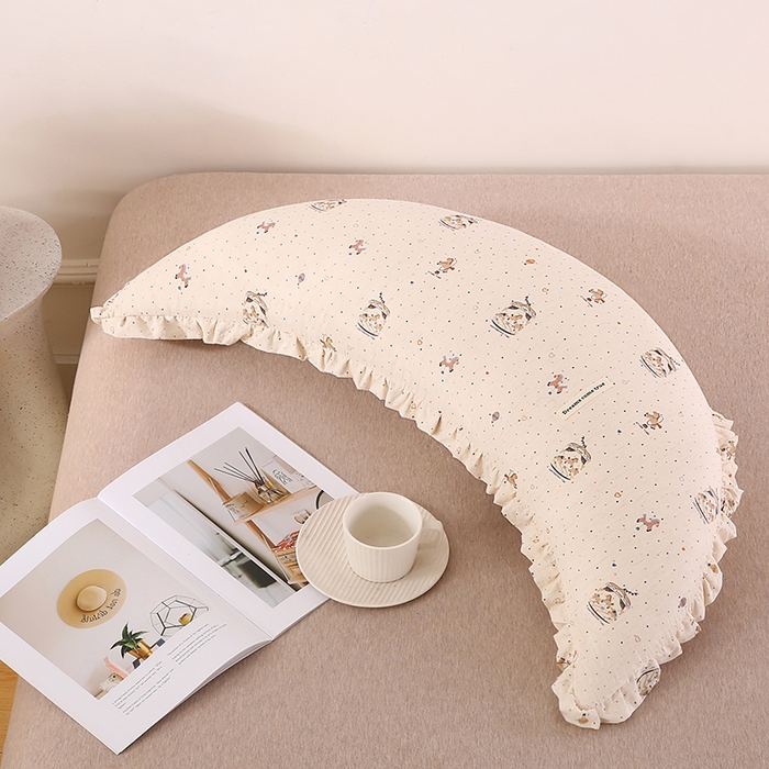 91家纺网 家纺一手货源 找家纺 金牛枕芯 2025新款全棉棉麻花边月亮抱枕枕头枕芯 木马