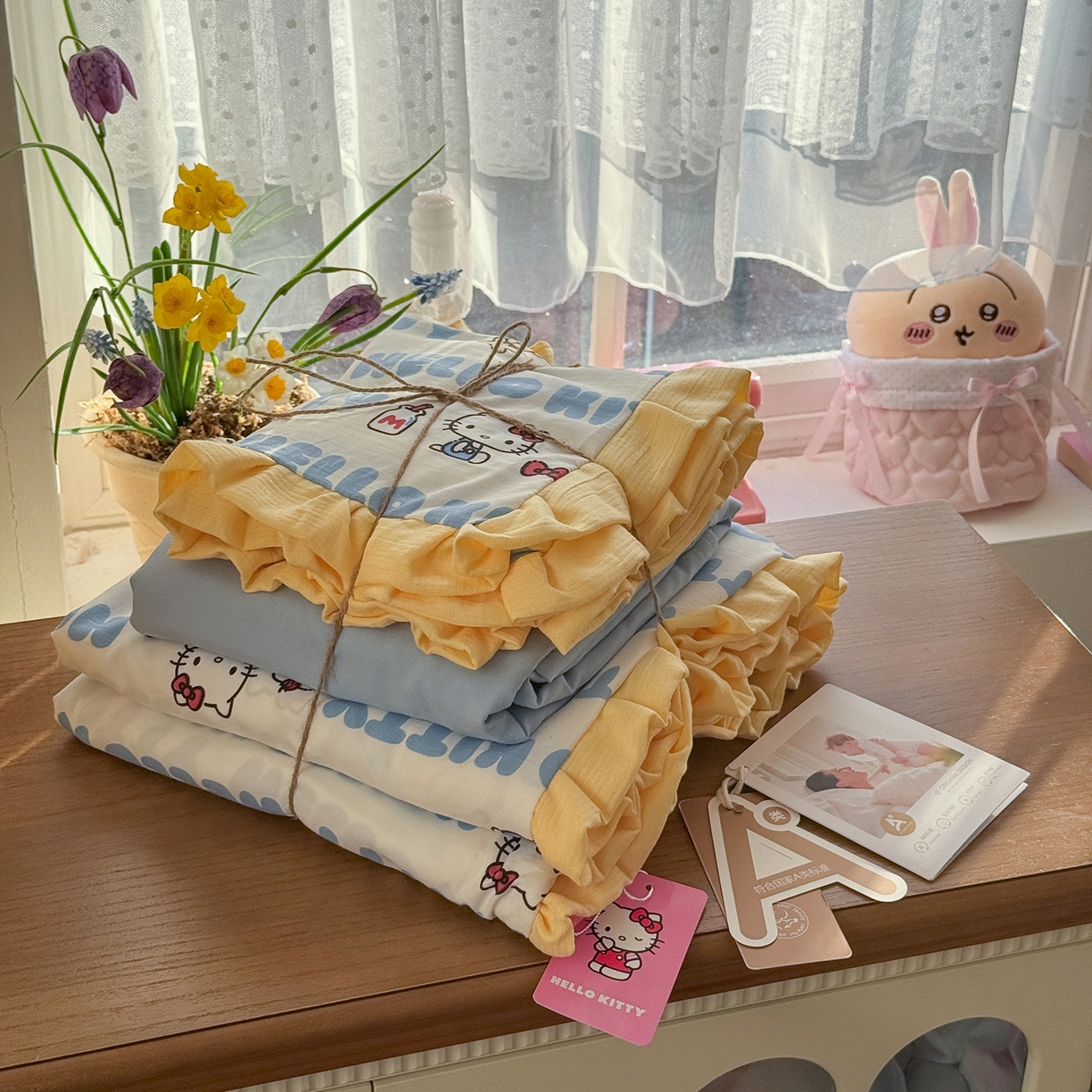 91家纺网 家纺一手货源 找家纺 （总）星禾优选 2025新款三丽鸥加厚水洗双层纱花边款四件套