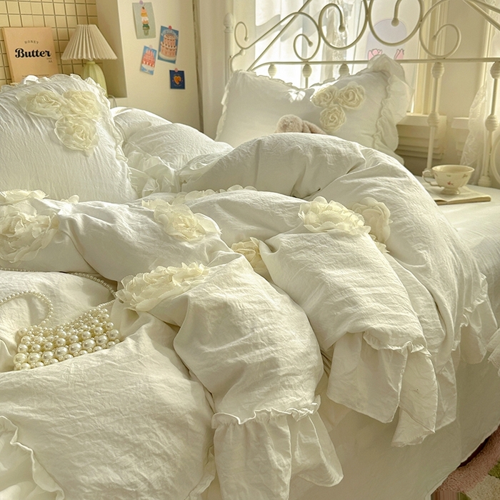 （总）阿曼达 2025新款法式浪漫花边立体绣花水洗m四件套