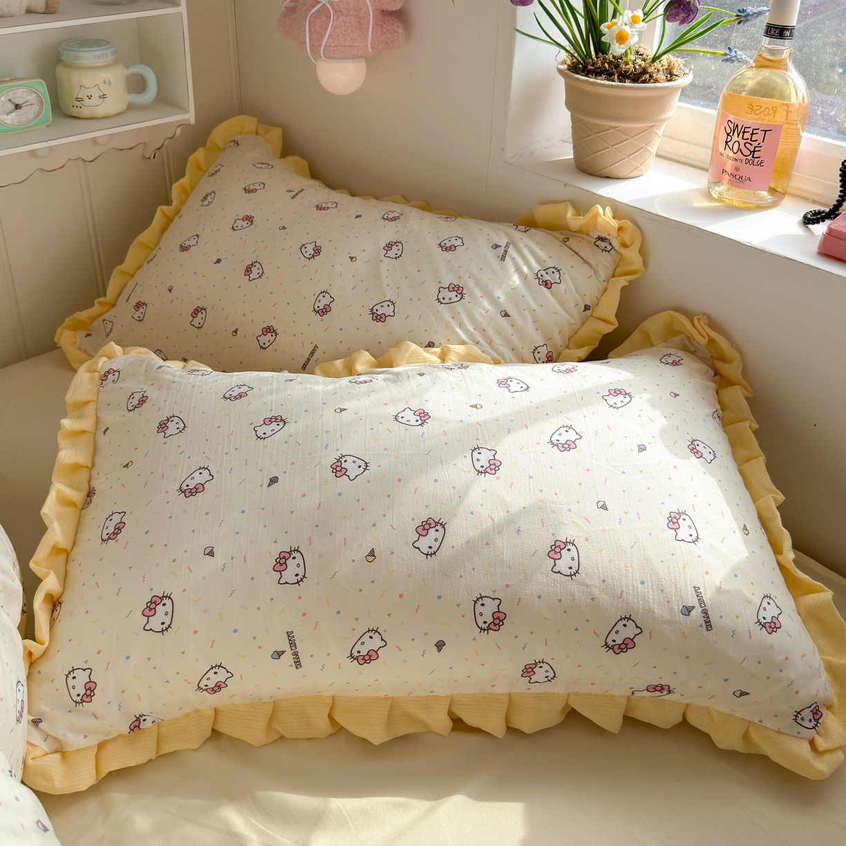 91家纺网 家纺一手货源 找家纺 （总）星禾优选 2025新款三丽鸥加厚水洗双层纱花边款四件套